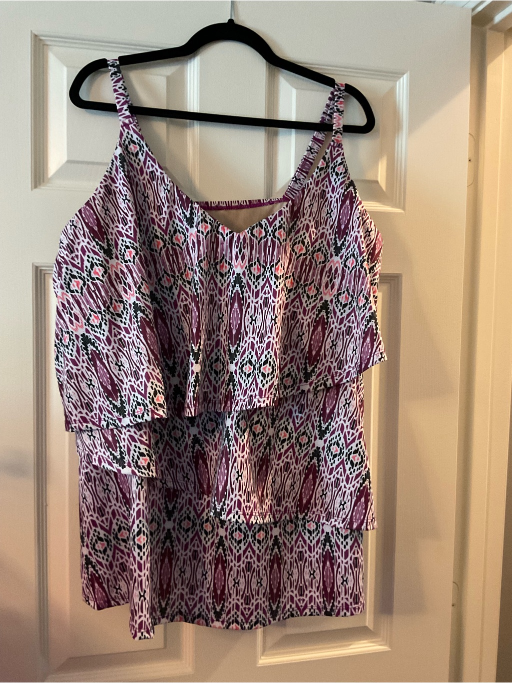 Cacique Pink And Purple Printed Swim Top